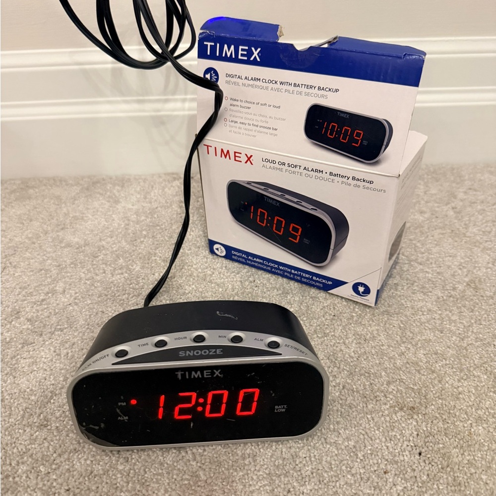Timex Blue and Black Digital Alarm Clock